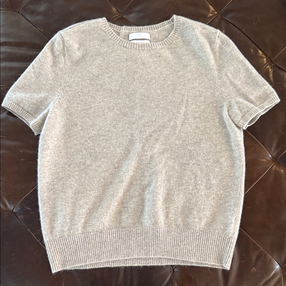 H by Halston Women's Beige 100% 2ply Cashmere Crewneck Top